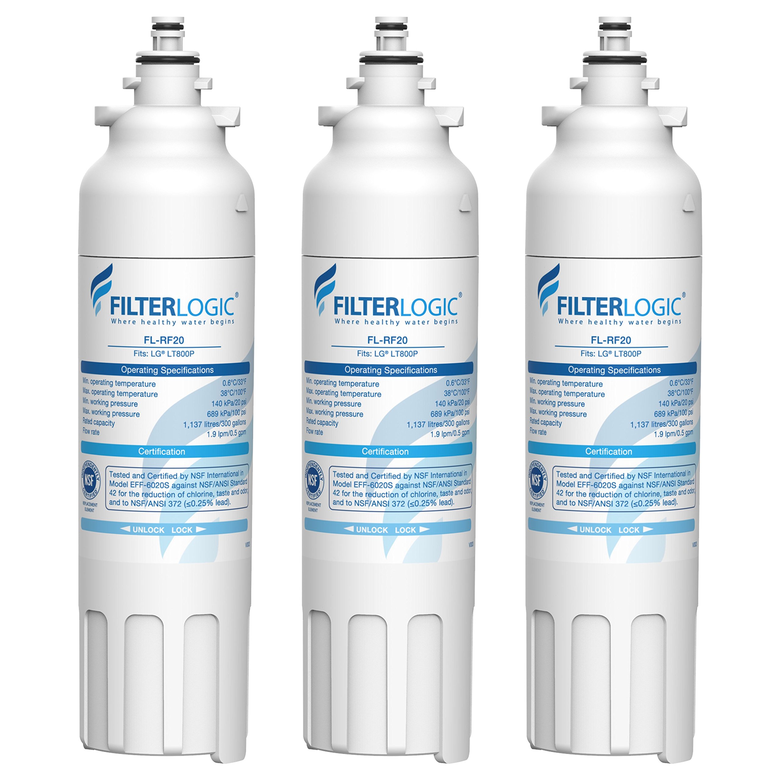 FilterLogic Refrigerator Water Filter, Replacement for LG LT800P