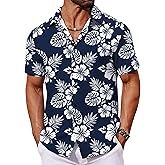 COOFANDY Mens Hawaiian Shirt Short Sleeve Button Down Shirts Tropical Floral Summer Beach Shirts
