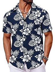 COOFANDY Mens Short Sleeve Hawaiian Shirts Summer