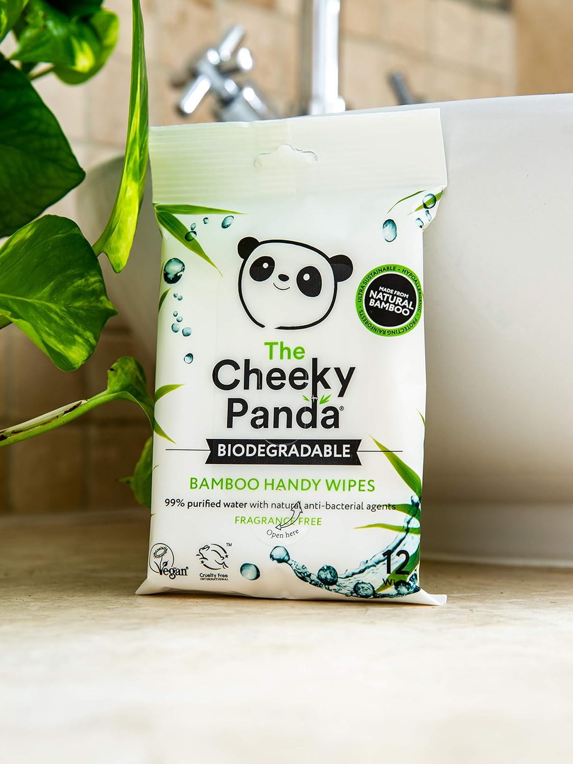 The Cheeky Panda Bamboo Handy Wipes Bulk Box of 72 Packs (12 Wipes per Pack, 864 Total
