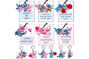 sanyi Valentines Cards for Kids,Valentines Day Gifts for Kids24 Pack Keychain Card Bulk - Funny Valentine Exchange Cards for Boys Girls School Classroom Gifts Party Favors (A)
