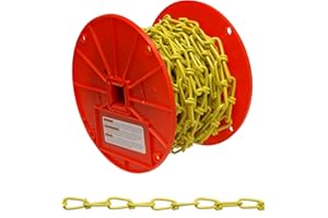 Campbell PD0722087 Low Carbon Steel Inco Double Loop Chain on Reel, Yellow Polycoated, 2/0 Trade, 0.14" Diameter, 50' Length, 255 lbs Load Capacity