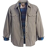 Gioberti Men's 100% Cotton Brushed and Soft Twill Shirt Jacket with Flannel Lining