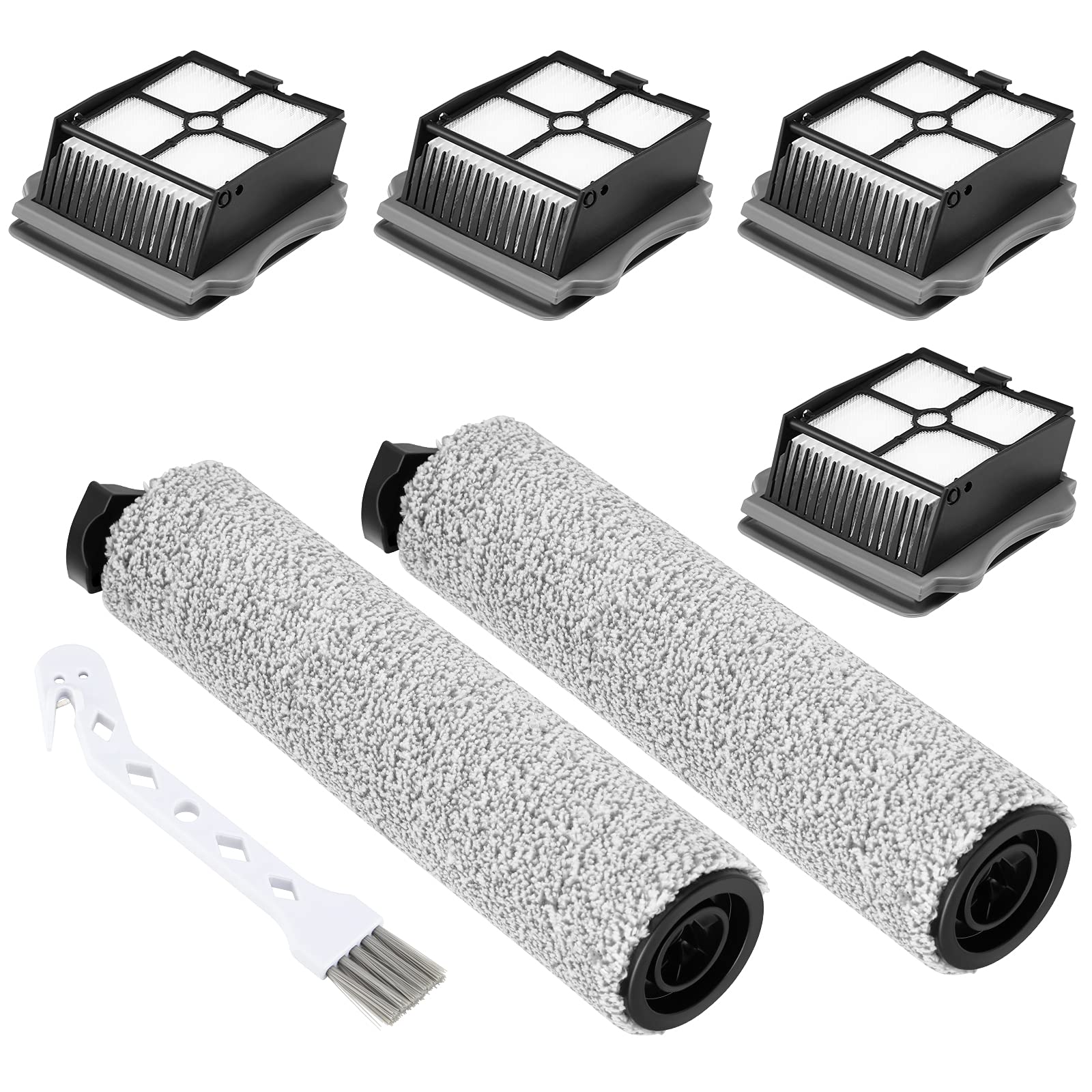 Photo 1 of 2+4 Pack iFloor 3/ S3 Brush Roller and HEPA Filter Set Compatible with Tineco iFloor 3/ Floor One S3 Cordless Vacuum Cleaner, 2 Pack Brush Rollers + 4 Pack Vacuum HEPA Filters