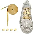 FoxBob No Tie Faux Leather Sneaker Shoe Laces for Kids and Adults with 4 Metal Push Buckles