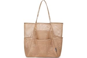 KAMATER Beach Bag- X-Large Mesh Beach Bag Sandproof with Pocket and Zipper，Dry quickly Beach Tote Bag Beach Essentials for Vacation