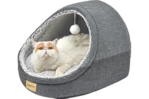Jiupety Cute Cat Beds for Indoor Cats, Cat Cave Bed for Kittens, Burrowing Puppy Bed with Anti-Slip Bottom, Washable Removable Cushion, L(19"x17"x16"), Dark Gray
