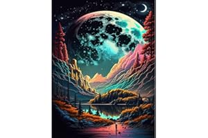 xackcme Mountain Diamond Painting Kits for Adults-Landscape Diamond Art Kits for Adults,Moon Scenery Gem Art Kits for Adults for Gift Home Wall Decor Gifts(16x12inch)