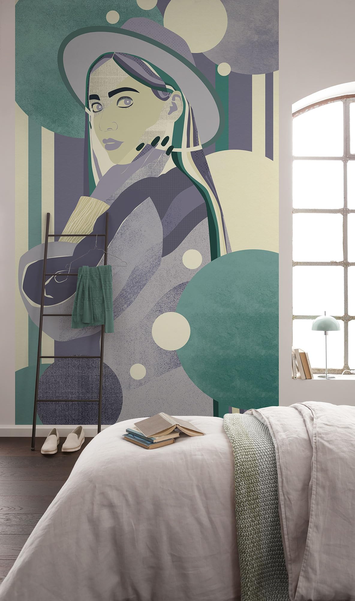 Komar Non-Woven Photo Wallpaper - Woman Hat Colour - Size 150 x 250 cm - Wallpaper, Wall Decoration, Living Room, Bedroom, Office