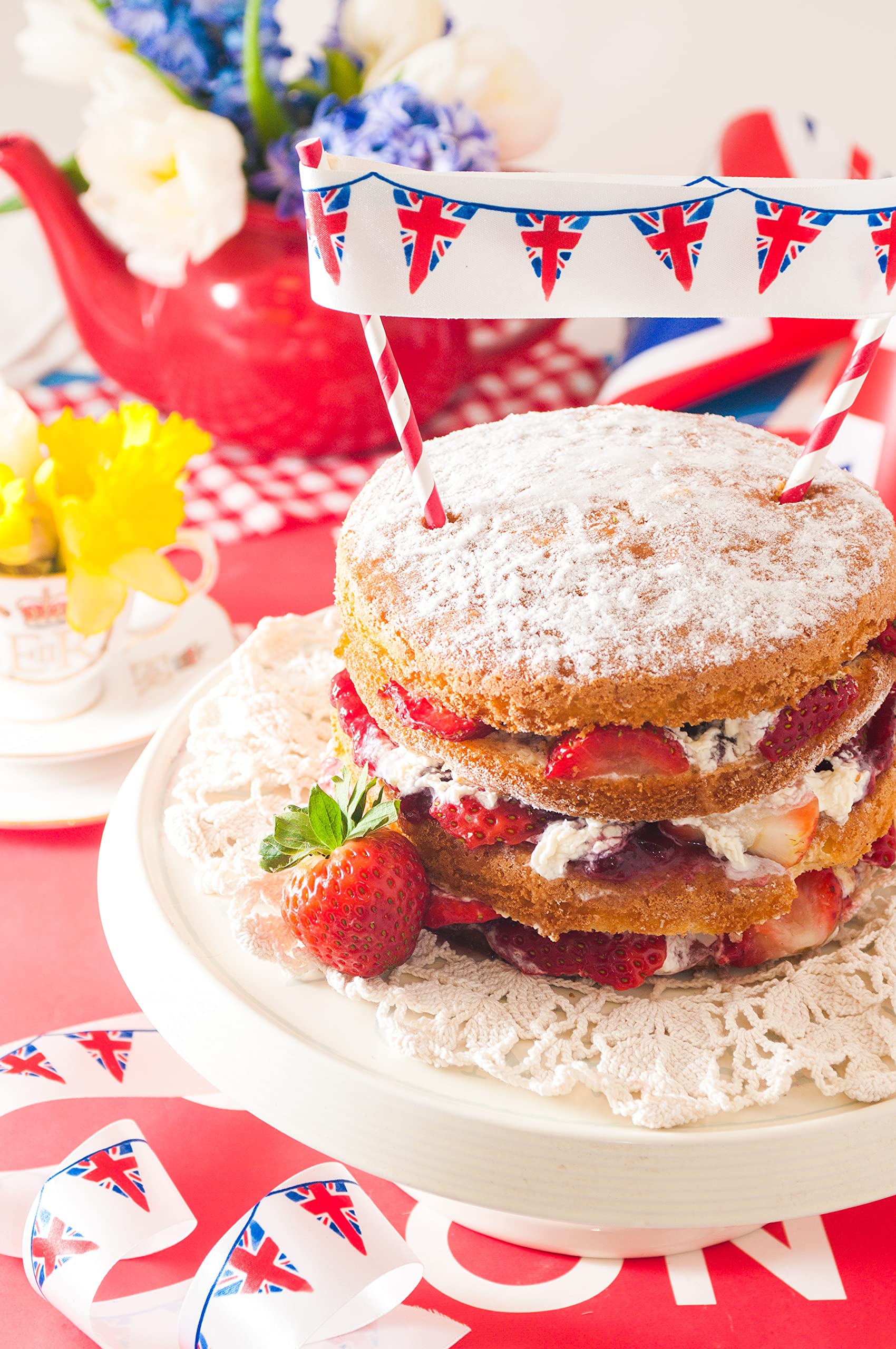 Berisfords Satin Jubilee Ribbon British Bunting 35mm Wide 20m Reel White/Multicolour