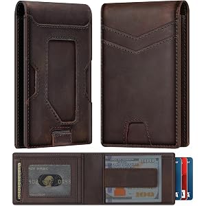 furid Slim Genuine Leather Wallet: Thin RFID Wallet 12+ Card Hold | Top Grain Leather Wallet with Magnetic Money Clip Inside