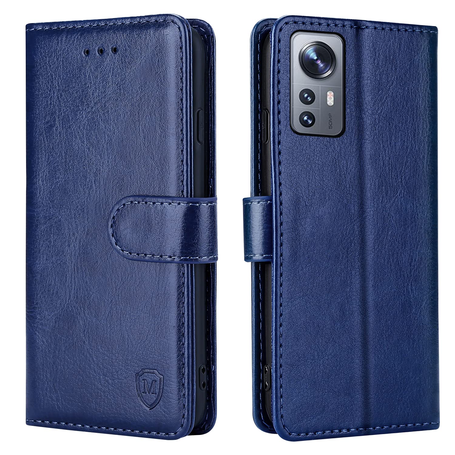 FMPCUON Case For Xiaomi Mi 12X,High-grade Leather Flip Wallet Phone Case Cover for Xiaomi Mi 12X Inches [Card Slots] [Kickstand] [Magnetic Closure]-(Blue) — image 1
