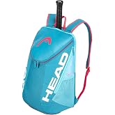 HEAD Tour Team Tennis Backpack 2 Racquet Carrying Bag w/Padded Shoulder Straps &amp; Shoe Compartment - Blue/Pink
