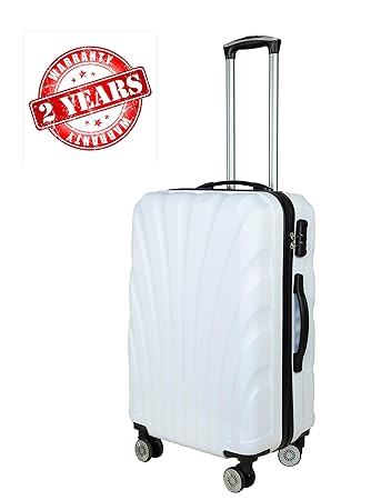 3G Combat Series 8016 Unisex ABS 55 cm/20 Inch 4 Wheels White Hard Sided Luggage Trolley Cabin Size Suitcase