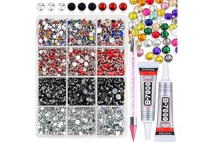 Queenme Bedazzling Rhinestones for Crafting DIYers: Flatback Gems Kit Rhinestones for Crafts - Flat Back Clear Crystals with Wax Pen - Crafters DIY Shoes Cap Tumbler Clothes