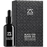 ZOUSZ Black Oud Beard Oil for Men – Natural Beard Growth Oil with Argan & Avocado Oils – Sandalwood Scent – Softens, Strengthens & Conditions Facial Hair – 30ml Bottle