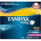 Tampax Pearl Tampons with Plastic Applicator, Regular Absorbency, Fresh Scent, 36 Count