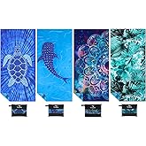 Yongoes 4 Pack Microfiber Lightweight Thin Beach Towel Sand Free Quick Dry Super Absorbent Large Towels for Swimming Pool Yoga Gym Travel Vacation Beach Accessories Essentials for Adults