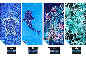 YONGOES 4 Pack Microfiber Lightweight Thin Beach Towel Sand Free Quick Dry Super Absorbent Large Towels for Swimming Pool Yoga Gym Travel Vacation Beach Accessories Essentials for Adults