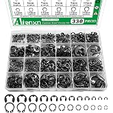 Aienxn 330PCS Snap Rings Kit, E Clips Kit (2-12MM) and C Clips Kit (5-16MM) | 24 Sizes External Retaining Rings Carbon Steel Circlip Snap Ring Kit