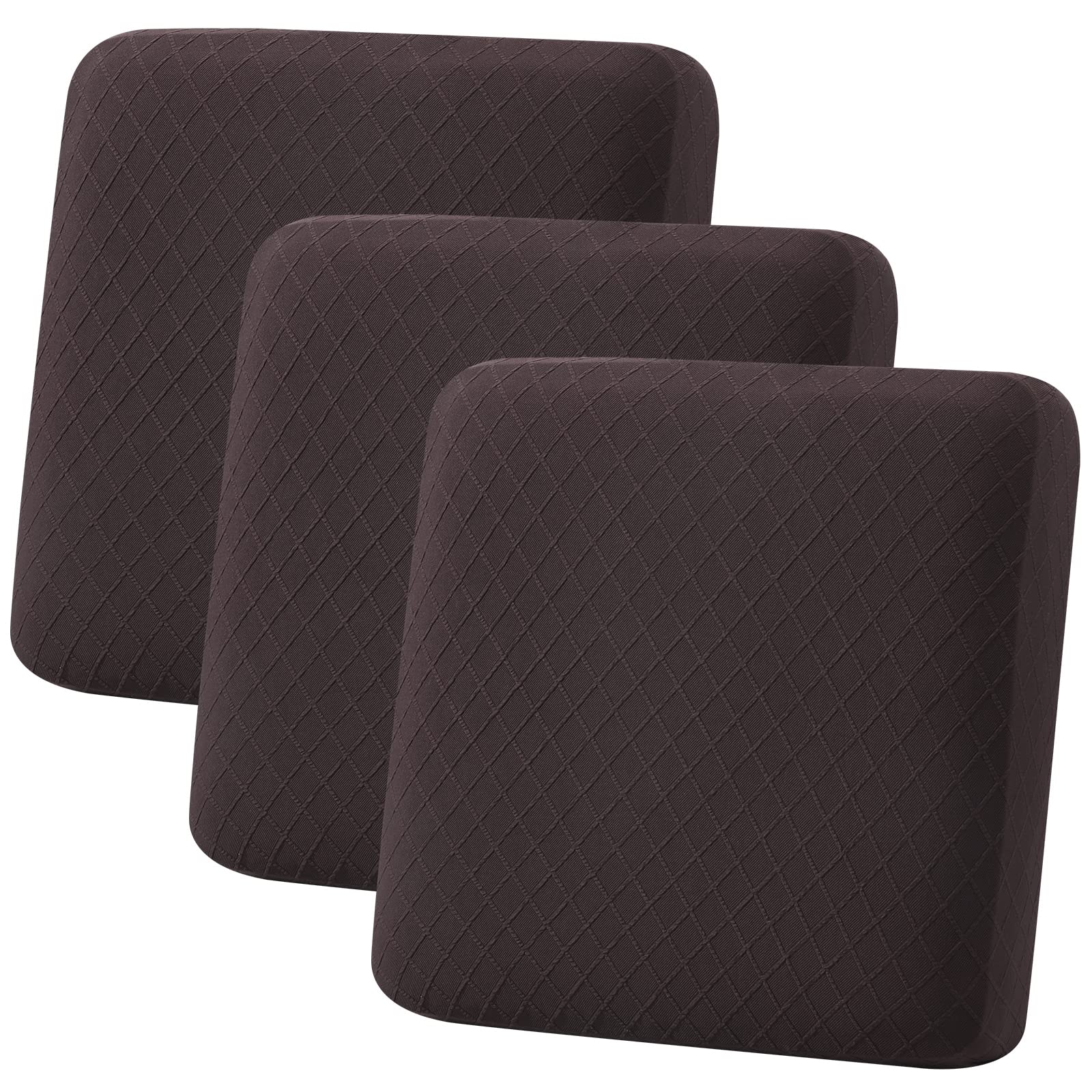 Photo 1 of hyha Outdoor Couch Cushion Covers, Sectional Couch Sofa Covers Washable, Jacquard Diamond Lattice, Stretch Sofa Seat Cushion Cover for Indoor/Outdoor Patio Furniture (3 Pieces, Brown)