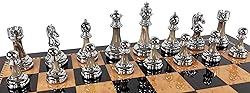 Staunton Chrome & Black Chrome Chess Men Set W 18
