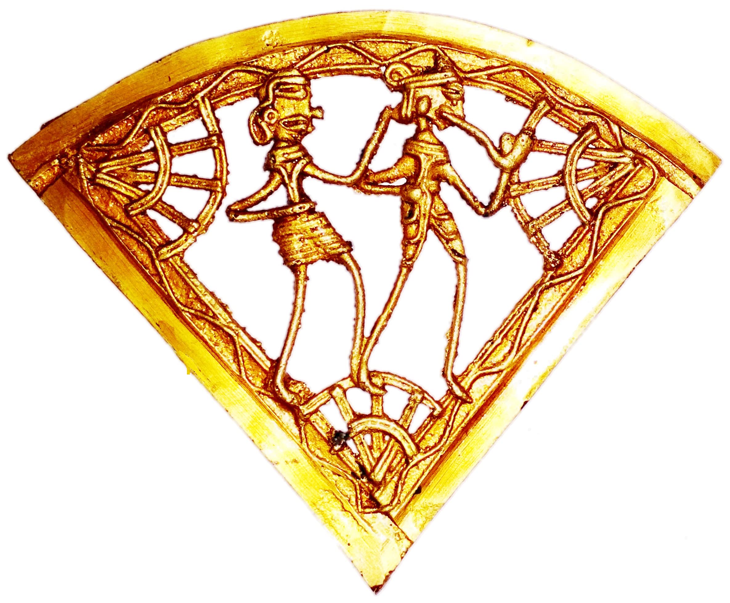 Purpledip Brass Wall Hanging Plaque 'Farm Life': Dokra Craft Tribal Artform Slice Plate Statue (11441)