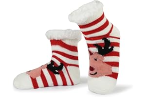 Sooneeya Kids Slipper Socks - Girls Boys Christmas Anti-Slip Socks - Warm Thick Lining Cozy Soft Indoor Gifts