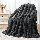Wemore Jacquard Fleece Weighted Blanket Twin Size 48" x 72" 12lbs, Ultra Soft Cozy Sherpa Weighted Blankets for Adults, Ultra Fuzzy Heavy Blanket for Sleep, Fluffy Warm Throw for Bed, Dark Grey
