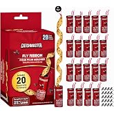 Catchmaster Fly Ribbon 20 Pack, Fly Strips Indoor Sticky Hanging Fly Tape | 20 Hanging Sticky Fly Ribbons For Kitchen, Garage &amp; Barn, Pesticide Free Fly Paper Catches Flies &amp; Gnats On Contact