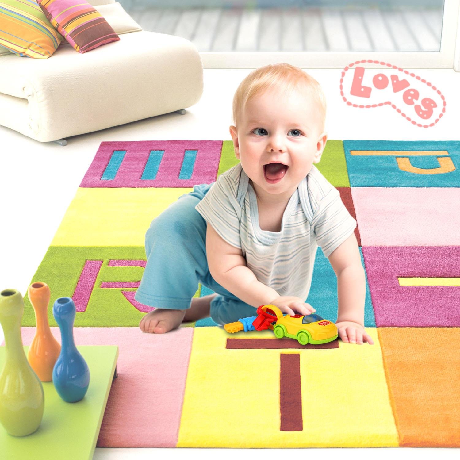 Car Keys Rattle Toy Set with Doorbell Car Alarm Lights & Designed Package Best Gifts for Babies Toddlers by Peradix