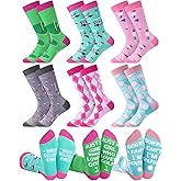 Croloose 6 Pairs Funny Golf Socks for Women Ladies Novelty Pink Casual Cotton Crew Socks Golf Lover Accessories Valentine's Day Birthday Gifts for Girlfriend Women Golfers
