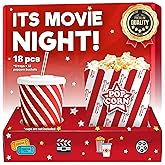 Cheshire Gifts Movie Night Supplies 18 Pcs - Popcorn Bags (12ct) & Movie Night Snack Trays (6ct) - Movie Theater Decor & Popc