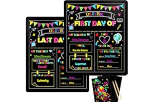 CATNEE First Day of School Sign Board, 12 x 10 Inch Double Sided Back to School Sign for Girls Boys, Kindergarten School Supplies + Scratch Paper, First and Last Day of School Chalkboard