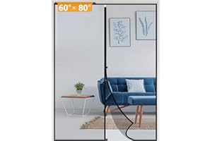 Yotache Door Net Screen with Magnet Fits Door Size 60 x 80, Screen Size 62" x 81" French Door Net Heavy Duty Fiberglass Mesh Pets and Kids Friendly Black