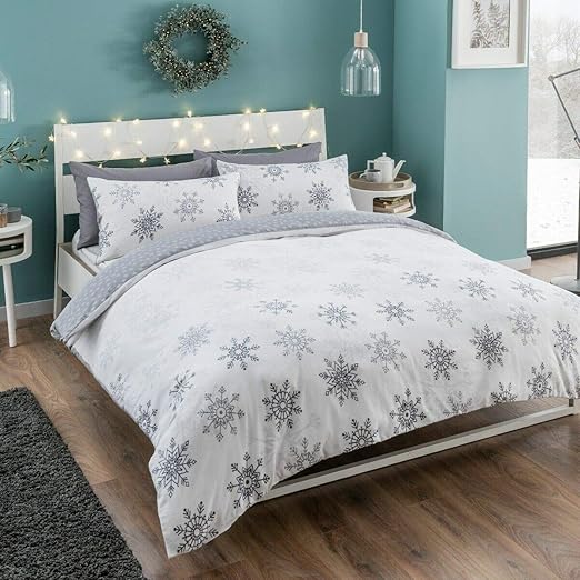 Dekbedovertreksets Snowflakes Bedding 100 Brushed Cotton Xmas Duvet