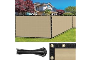 SEALTECH Ultra Heavy Duty 200 GSM Privacy Fence Screen – Non-Recycled Polyethylene Mesh Shade Net with Bindings & Rustproof Grommets - 90% + Blockage Includes Cable Zip Ties. (Beige 5'X100')