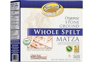 Shibolim Organic Whole Spelt Matzo, 10.5oz | Unsalted Whole Grain Crisp Spelt Crackers | Two Stay Fresh Packs Per Box to Mantain Freshness | Certified Kosher
