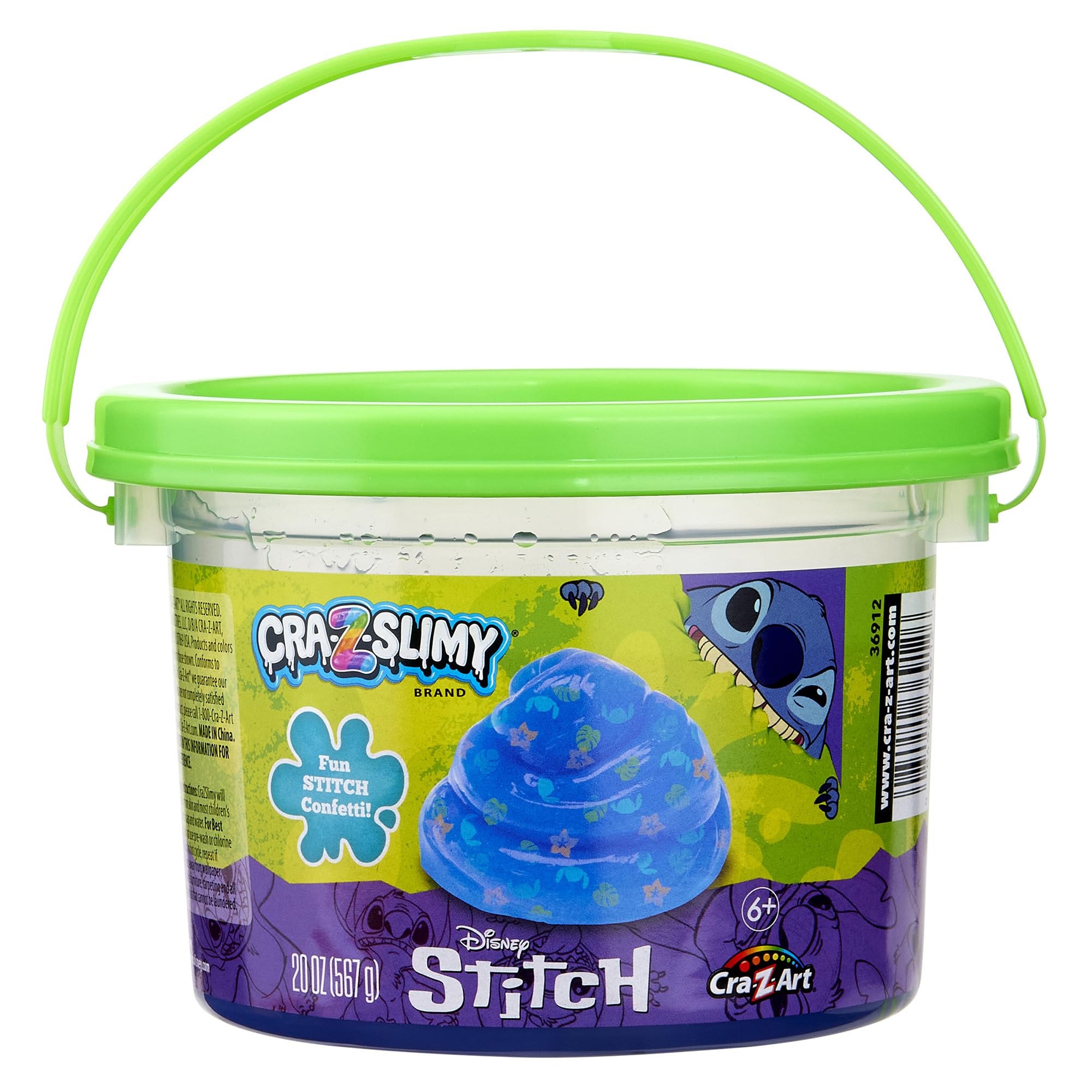 Stitch CRA-Z-Slimy 20oz Pre-Made Slime Bucket, Vibrant Blue CRA-Z-Slimy Slime with Confetti Mix-Ins, Slime Toy for Ages 6 and Up