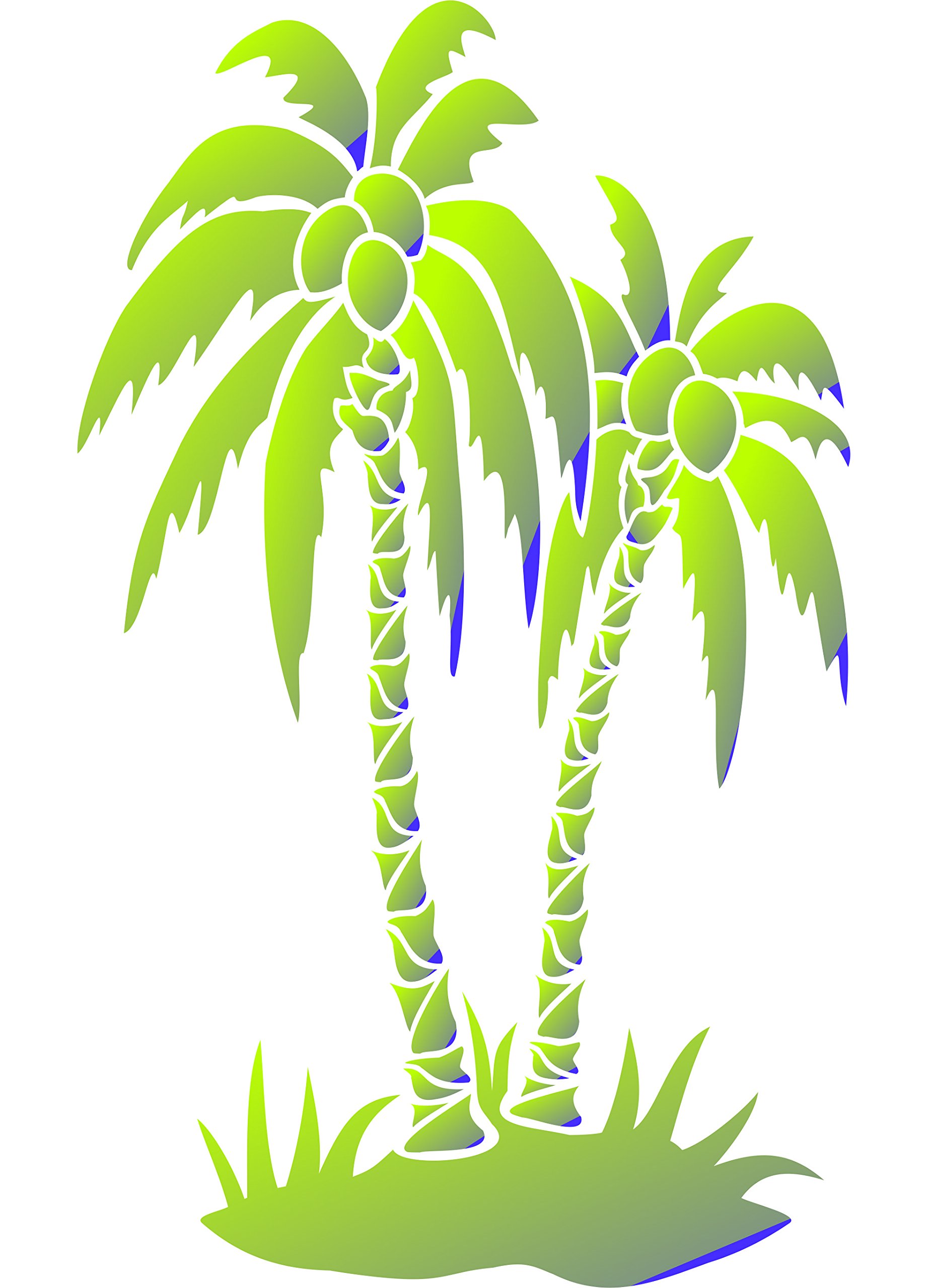 Palm Trees Stencil - 35.5 x 46cm (L) - Reusable Large Tropical Island Coconut Tree Leaves Wall Stencil Template
