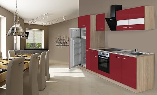 respekta Instalación de Cocina Cocina 300 cm Roble Rojo Incluye ...
