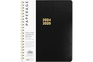 PAPERAGE 17 Month Academic Planner 2024-2025, Weekly & Monthly Spreads, August 2024 - December 2025, Large (9 in x 11 in), Black