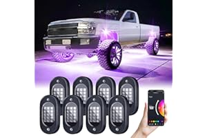 Honalia 8 Pods Underglow Lights with APP Control Music Mode 120 LEDs, Multilcolor RGB Rock Lights for UTV ATV Four Wheeler RZR Golf Cart Truck Accessories.