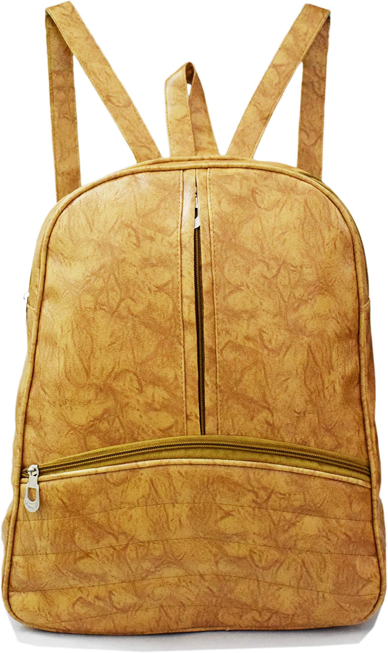 SPLICE PU Leather Backpack School Bag Student Backpack Women Travel bag 6 L Backpack (M, Tan)