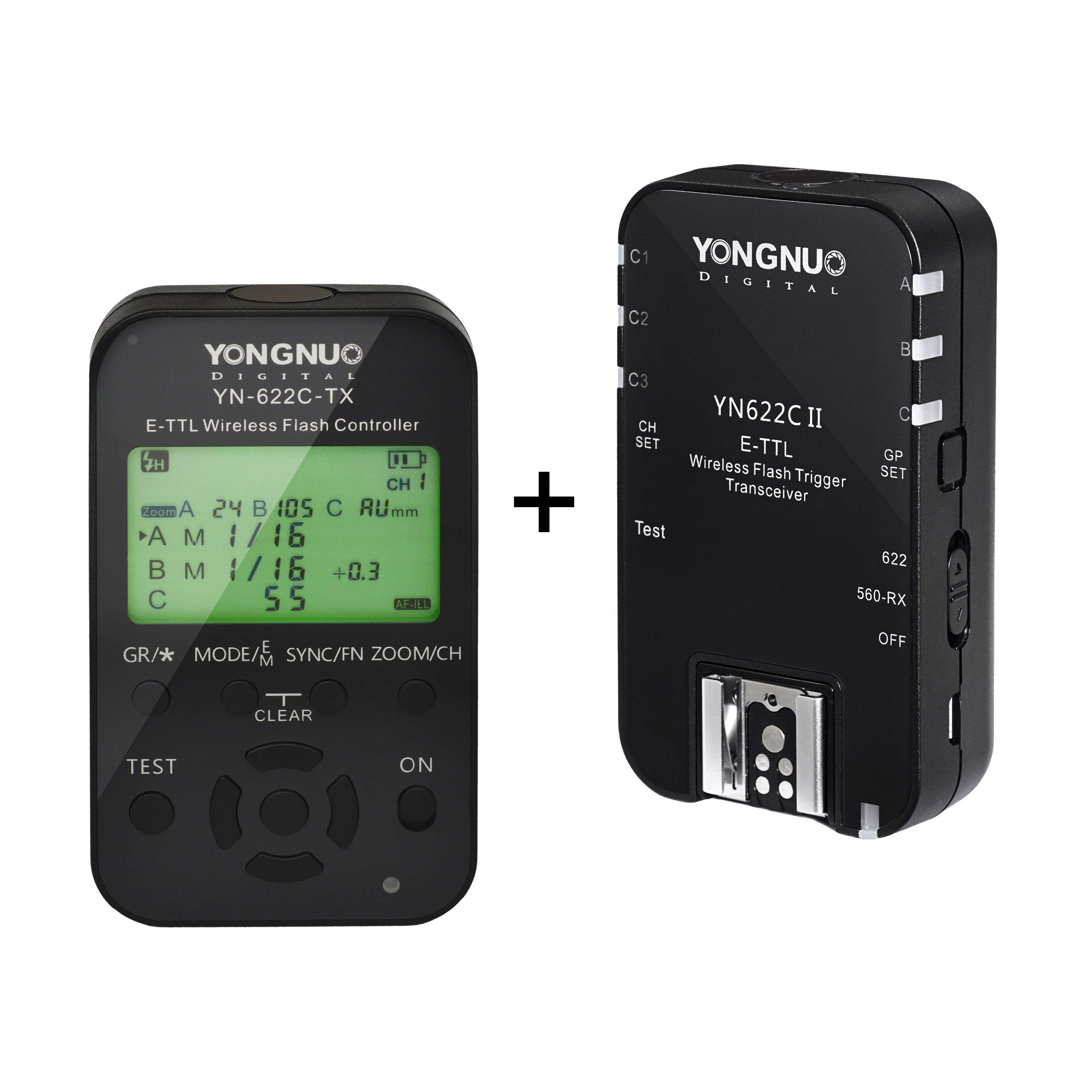 Yongnuo YN622C TX Kit – Yongnuo YN-622 Receiver and TX YN-622TX Transmitterfor Canon (FEC, FVL, LCD, 100 m) - Black