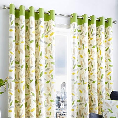 Fusion Beechwood 100 Cotton Ready Made Lined Eyelet Curtains