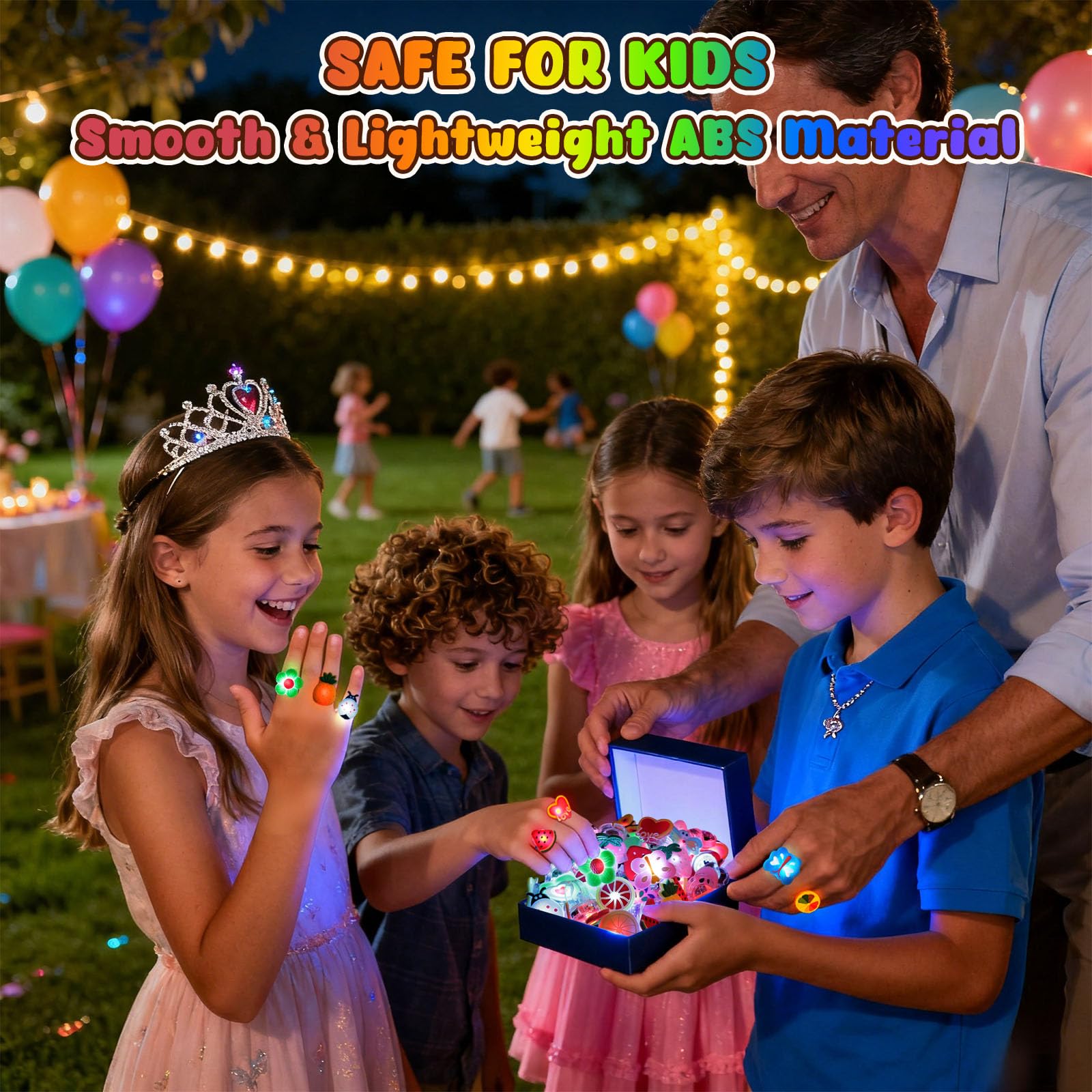 LovesTown 50PCS LED Light up Rings, Light up Toys for Kids Glow in the Dark Party Supplies Flashing for Halloween Christmas Birthday Party Favors Classroom Prizes Goodie Bag Fillers