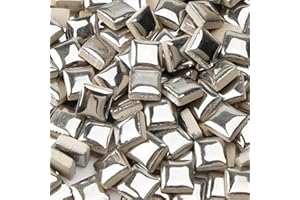 Samjobroad 300g/200 Pieces Square Ceramic Mosaic Tiles,Glazed Porcelain Tiles,Small Ceramic Tiles for Crafts,Mosaic Making Supplies for DIY Picture Home Decorations,0.47inch Square Shapes-Siliver