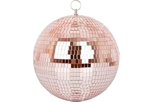 Mirror Ball, MUZTOP 10 Inch Disco Ball with Hanging Ring, Light Mirror Ball for Disco Parties DJ Stage Wedding Christmas Home Decor, Rose Gold