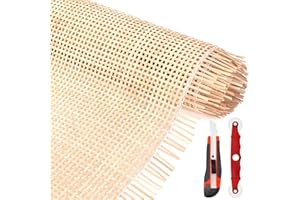 BOZUAN 16" Square Shape Width Natural Cane Webbing, Rattan Webbing for Caning Projects, Woven Cane Roll for Furniture, Chair, Cabinet, Ceiling, Basket
